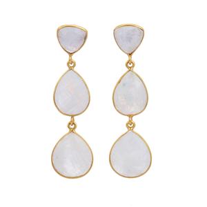 Natural White <b>Rainbow</b> 18k Gold Plated Trendy Woman Handmade Drop Luxury Jewelry 925 Sterling Silver Earrings - Product Image 1