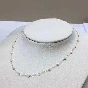 "18K Gold Starry Freshwater Pearl Necklace 3-4mm Beads Collarbone Chain 20 Round <b>Bright</b> <b>Light</b> Women's Luxury" - Product Image 3