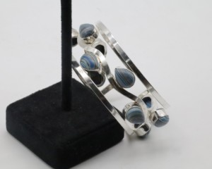 Agate Cuff <b>Bangles</b> with German <b>Silver</b>, Natural Agate Stone Adjustable Open Cuff <b>Bracelet</b>, Handmade Gemstone <b>Bangle</b> Jewelry - Product Image 4
