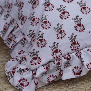 Ruffle Cushion Cover Rectangle Printed Cartoon Pattern <b>White</b> Red Cotton Home Decorative Pillowcase - Product Image 6