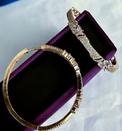 Elegant Zircone Diamond Round Shape <b>Earrings</b> With <b>Back</b> Clip Support In Platinum And Victorian Black Finish for Parties - Product Image 2