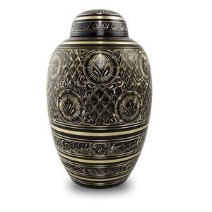 Urne funéraire en laiton traditionnelle asiatique Zen, vase commémoratif en métal, urne de crémation pour cendres humaines à poser sur table - Product Image 1