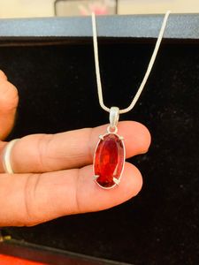 <b>Ruby</b> <b>necklace</b> German Silver <b>Necklace</b> Oval Gemstone Charm Chain Jewelry for Women Gift Party handmade Women Jewelry - Product Image 5