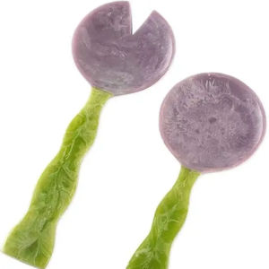 Juego de Servidores de Ensalada de Resina con Aspecto de Mármol, Cuchara Ecológica con Mango Medidor, Apto para Lavavajillas, Utensilio de Cocina - Product Image 1