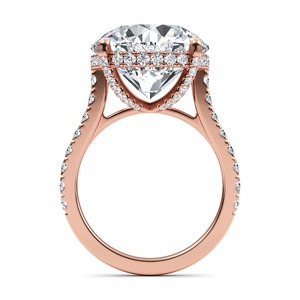 Impressionnante bague de fiançailles ronde en or rose 10K avec diamant de laboratoire, 11,96 carats au total, bague de luxe pour les mariées élégantes - Product Image 2