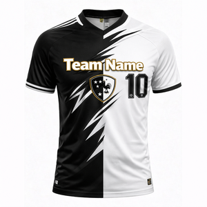 Jersey Deportivo Personalizado en Blanco y Negro, Impresión Digital, Uniforme de Fútbol Transpirable de Secado Rápido, Fabricante OEM, Padel Impreso - Product Image 1