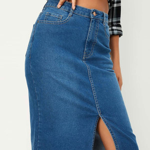 Fashionable Top Trendy Winter Casual Regular Fit Midi Denim Skirts for Women with Custom Printed Logo on Waist A-Line - Product Image 5