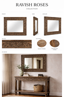 Console moderne en bois massif avec rangement à hauteur réglable, miroir inclus, design artisanal durable pour salon et entrée