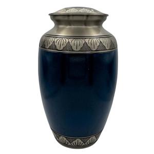 Urna de Latón Grabada a Mano de Alta Calidad para Cenizas de Adultos, Acabado Esmaltado, Estilo Americano, Color Blanco, Capacidad de 200 Pulgadas Cúbicas - Product Image 1