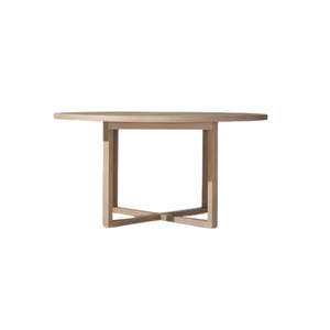 Coastal Modern <b>Outdoor</b> <b>Round</b> Dining <b>Table</b> Solid Teak Wood Minimalist Circular Design with Cross Base Durable Custom Furniture - Product Image 1