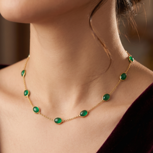 Latest Collection 18K Yellow <b>Gold</b> Natural Emerald Gemstone Birthstone Healing <b>Bracelet</b> for Women - Product Image 1