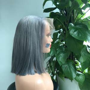 Vente en gros d'extensions de cheveux vierges vietnamiennes 100% de haute qualité perruque de cheveux bruts raides avec frontal de couleur grise - Product Image 2