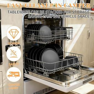 Set di Stoviglie da Campeggio per Camper da 40 Pezzi, Leggero e Infrangibile, Piatti e Ciotole per 8 Persone, Adatto al Microonde, con Posate, Marca 'Th' - Product Image 2