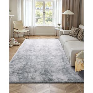 Alfombra Moderna para Decoración del Hogar, Estética, Gris Claro, 9x12 pies, Alfombra Interior de Felpa, Suave, Peluda, Antideslizante, Tie-Dye - Product Image 4