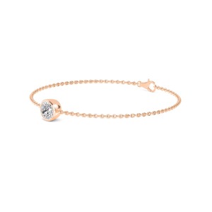 Pulsera de Cadena con Diamante Cultivado en Laboratorio de Corte Redondo con Bisel de Oro Rosa de 9K Premium, 1 CT - Product Image 2