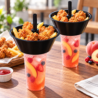 Gobelet 2-en-1 en PP de 700 ml avec plateau, contenant jetable pour poulet frit, fruits et plats à emporter (hotpot)