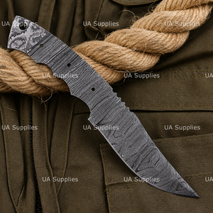 Cuchillo EDC de Caza Ligero y Duradero de Acero de Damasco Multifunción DIY de Venta Caliente con Hoja Fija de Punta Caída Biselada y Espiga Completa - Product Image 4