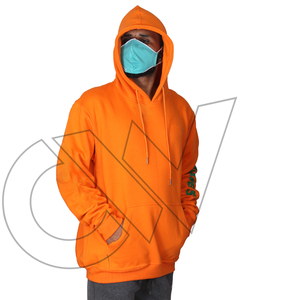 Sudadera de Forro Polar con Capucha y Cremallera para Hombre, Color Naranja, con Estampado de Letras Verdes en las Mangas, Corte Regular, Estilo Casual, Tejido de Punto, Precio de Fábrica - Product Image 3