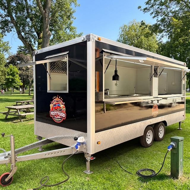 Custom Food Stall Fast Food Truck Van Pizza Truck Ice Cream Mobile Kiosk Coffee Taco Concession Food Trailer with Full Kitchen