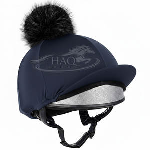 Vêtements d'équitation chauds pour l'hiver, couvre-chapeau d'équitation en fausse fourrure avec pompon, extensible, pour casque d'équitation, en soie, pour la compétition - Product Image 2