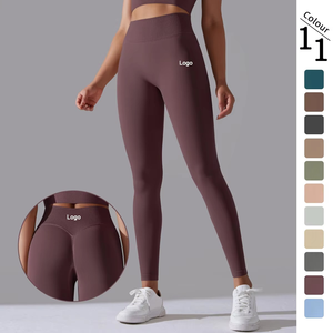 Leggings de yoga sexy pour femmes avec logo personnalisé, taille haute, en spandex/nylon, compression, séchage rapide, respirants - Product Image 6