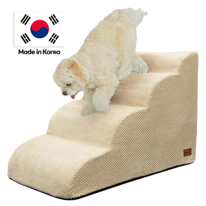 Easy Climb Modern 4-<b>Step</b> Beige Memory Foam & Fabric <b>Dog</b> Stairs Non-Slip Removable Cover Lightweight Durable Indoor - Product Image 1
