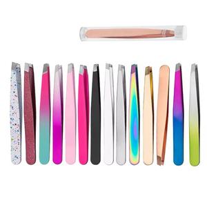 Pinzas para pestañas de acero inoxidable color rosa con punta suave, agarre perfecto, diseño de pinza facial y embalaje personalizado. - Product Image 2