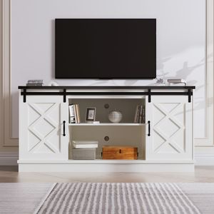 58 \ "fattoria TV Stand in legno Media Console porta fienile regolabile altezza scaffali di stoccaggio centro di intrattenimento per la vita - Product Image 1