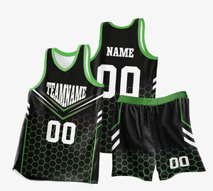 Green and Black Personalized Basketball Uniform Set Custom Team Uniform for Adult and Youth - Product Image 1