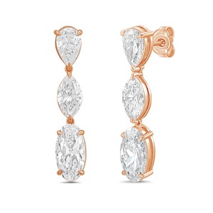 8 CT Lab Grown Multi Shaped Diamond Drop Earrings 18K Gold Engagement Luxury Modern Geometric - Product Image 1