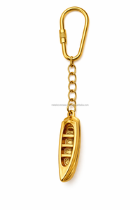 Vintage brass boat keychain gold finish metal canoe pendant <b>key</b> <b>holder</b> nautical theme keyring for gift and souvenir use - Product Image 4