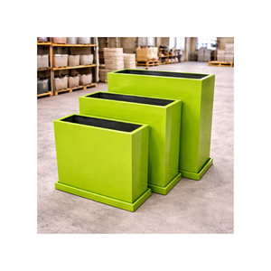 Jardinière rectangulaire en fibre de verre, grande taille, à plusieurs niveaux, prête à être expédiée, pour la décoration extérieure de jardin, patio et aménagement paysager - Product Image 1