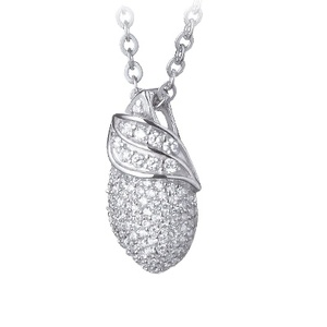 Collar de Pareja con Diseño de Fantasma, Moderno, de Plata de Ley con Circonita, para Bodas, Compromisos y Fiestas - Product Image 1