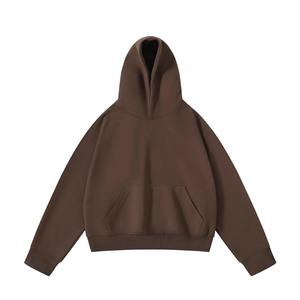 <b>Men's</b> Solid Color Hooded <b>Pullover</b> Fleece Sweatshirt Regular Sleeve Autumn Knitted Unlined Plain Dyed Design - Product Image 4