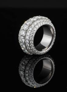 Mens Iced Out Bling <b>Ring</b> Multi Row Hip Hop Design 925 <b>Silver</b> 10K 14K Gold Finish Bold <b>Statement</b> Fashion Jewelry Gift for Him - Product Image 2