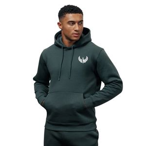Sweat à capuche décontracté en molleton vert forêt pour homme, à manches longues, idéal pour le sport et les activités hivernales - Product Image 1