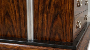 Modern Rosewood Wood Top <b>Console</b> <b>Table</b> with 4 Drawers Trestle Base <b>Storage</b> Living Room Furniture Hall Entryway Decor - Product Image 2