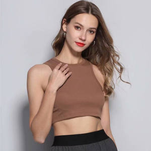 Women Solid Color O-<b>Neck</b> Sleeveless Knitted Tank Top Sporty Style Breathable Spandex Polyester Material - Product Image 1