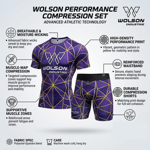 Conjunto Deportivo de Camiseta y Pantalones Cortos de Compresión para Hombre, Tela Elástica con Estampado Animal y Decoración de Cristales para Fitness, Ejercicio, Deportes y Entrenamiento - Product Image 6