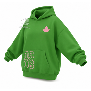 Alfa |   Kapa |   Sudadera con Capucha Oversize para Mujer Alpha, Color Verde y Rosa, Estilo Casual con Bolsillos Tipo Canguro - Product Image 2