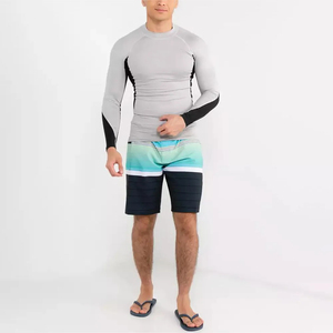 Custom Mens Color Block Rash Guard Set Long Sleeve Quick Dry Compression <b>Shirt</b> and <b>Swim</b> Shorts Surfing Water Sportswear - Product Image 1