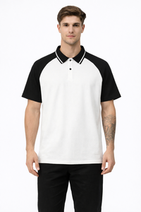 <b>Men</b>’s <b>White</b> and Black Contrast Polo T <b>Shirt</b> – Premium Cotton Blend Regular Fit <b>Short</b> <b>Sleeve</b> Polo with Soft Breathable Fabric - Product Image 4