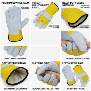 Gants de protection anti-coupure professionnels en cuir de vachette pleine fleur certifiés CE pour le travail et la protection des mains JNM SAFETY - Product Image 3