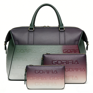 Bolso Boston de Mujer con Letras en Relieve y Degradado de Moda, Bolso de Mano de Cuero PU con Forro de Nailon, Cierre de Cremallera con Estuche/Cartera a Juego - Product Image 3