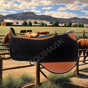 Coussin de selle en feutre Western Best Weaver cuir laine feutrée coussin de selle en laine Western avec patch en cuir - Product Image 1