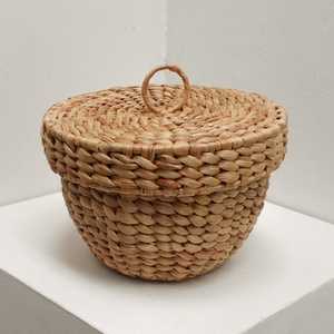 Cesta Redonda Tejida a Mano de Jacinto de Agua Natural OKI, Organizador de Almacenamiento, Ecológico, Decorativo, Rústico, para Hogar, Cocina, Baño - Product Image 2