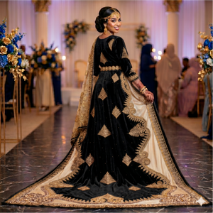 Dirac de mariage somalien de luxe marron chocolat avec broderie dorée complexe, élégance royale et raffinée, et couture haut de gamme - Product Image 3