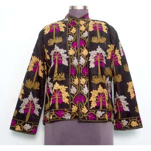 Chaqueta Cotrise Bordada a Mano con Cuello Mandarín, Diseño Vintage, Ecológica, Transpirable, de Secado Rápido, Forrada de Algodón - Product Image 1