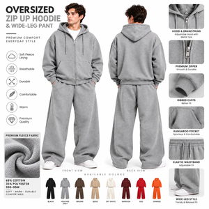 Conjunto Deportivo de Invierno para Hombre de Alta Calidad, 2 Piezas, Felpa Gruesa, Tallas Grandes, Sudadera con Cremallera Completa - Product Image 2