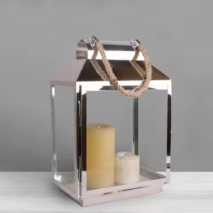 Lanterne en métal peinte en bleu, porte-bougie artistique pour réception de mariage, maison, patio, restaurant, hôtel, décoration de jardin - Product Image 5